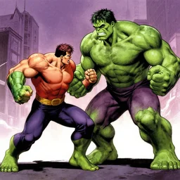 hulk, juggernaut from x - men fighting, by richard dadd