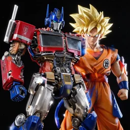Goku fused with optimus prime, In the space, Realistic photo, well detailed