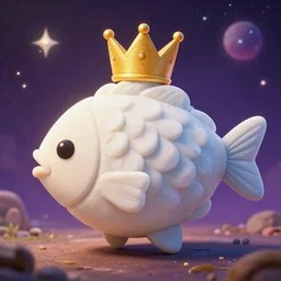 the prince of all cosmos from katamari made out of fish