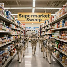 Supermarket Sweep but the producers have finally decided to release ravenous feral wolves into the store too.