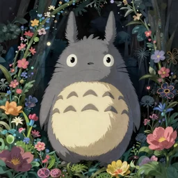 detailed spirit creature in the flowers at night made by studio ghibli, beautiful scene, detailed, high quality, high details, smooth, 8 k,