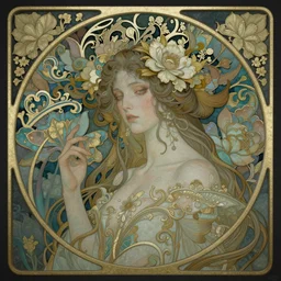 terror of the deep, beautiful and ominous ethereal portrait, art nouveau, fantasy, intricate flower designs, elegant, highly detailed, sharp focus, art by rembrandt, artgerm and greg rutkowski and wlop