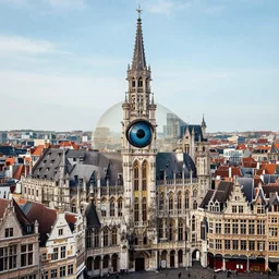 the eye of sauron over ghent, belgium