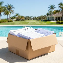 “ cardboard boxes full of papers by the pool at the florida country club mar a lago, news photo, ap ”