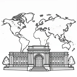 Architecture of the world, coloring page for adults, highly detailed