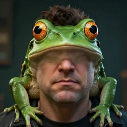 hyperrealistic mixed media image of info wars alex jones is ( ( bullfrog ) ), stunning 3 d render inspired art by xiang duan and thomas eakes and greg rutkowski, perfect facial symmetry, hyper realistic texture, highly detailed realistic attributes and atmosphere, dim volumetric cinematic lighting, 8 k octane render, post - processing, masterpiece,