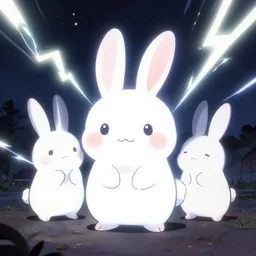 cute bunnies made out of lightning, drawn by cute deviantart, artgerm, kyoto animation, ufotable, anime