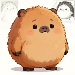 A character based on a haggis, cartoon style, soft and cuddly with fur | In the style of Dreamworks | Art by Brian Bolland | Trending on CGSociety | Manga and Anime