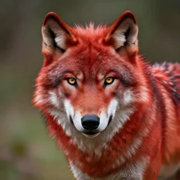 a red face wolf, zoomorphism, digital painting, ultra sharp
