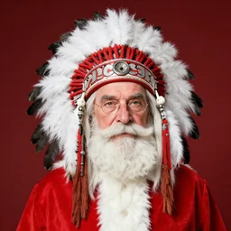 santa claus wearing a native american headdress