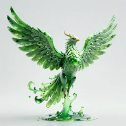 phoenix made out of green liquid, wings outstretched, trending on artstation matte 4K painting