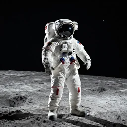 An astronaut standing on the surface of the Moon, stunning composition.