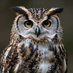 A photo of a beautiful owl looking very sad, close-up