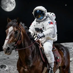astronaut on a horse on the moon