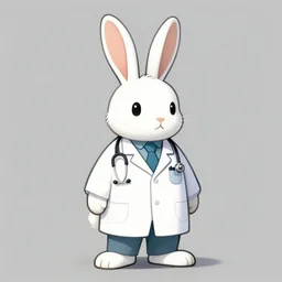 a white bunny doctor. digital art artstation. max ernst.