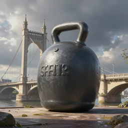 a barebell replacing the pont de pierre in bordeaux, mattepainting concept blizzard pixar maya engine on stylized background splash comics global illumination lighting artstation lois van baarle, ilya kuvshinov, rossdraws