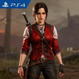 teen emma watson in red dead redemption, ps 4, video game still