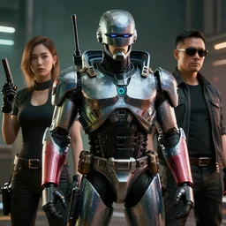 cyberpunk robocop, stunning 3 d render inspired art by greg rutkowski and xiang duan and thomas eakes, realistic, highly detailed attributes and atmosphere, dim volumetric cinematic lighting, 8 k octane detailed render, post - processing, masterpiece,