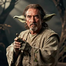drunk nicholas cage as yoda, detailed, cinematic photo