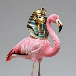 a pink flamingo, wearing an egyptian crown, atef, highly intricate, egyptian clothing, award winning art, trending on artstation