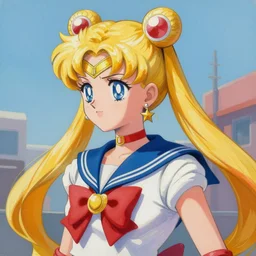greg manchess portrait painting of sailor moon as overwatch character, blonde hair, evergarden, medium shot, asymmetrical, profile picture, organic painting, sunny day, matte painting, bold shapes, hard edges, street art, trending on artstation, by huang guangjian, gil elvgren, ruan jia, greg rutkowski, gaston bussiere