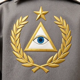 coat - of - arms. golden laurel branches, triangle with eye, a star. trending on artstation