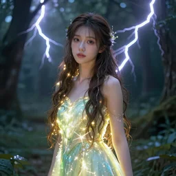 beautiful faerie girl, in the forest, with evening lightning, artstation, highly detailed, glow around body