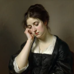 portrait of a melancholic lady, by bouguereau
