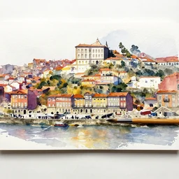 small centered on watercolor paper, paint brush strokes, abstract watercolor painting of porto palace, cinematic light, national romanticism by hans dahl, by jesper ejsing, by anders zorn, by greg rutkowski, by greg manchess, by tyler edlin
