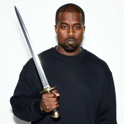 Kanye West holding a sword