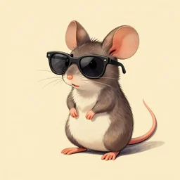 a mouse wearing sunglasses in a somewhat similar visual style to vintage christmas cards from 1 9 8 0 or surf rock album art