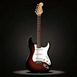vector art of a electric guitar with a black background, simple. A k_euler_ancestral