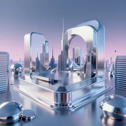 soft clean chrome geometric landscape, cyberpunk, cinematic, retrofuturism, sci - fi, hyper realism, vaporwave aesthetic, extremely detailed, intricate, digital art