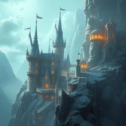 ilustration of the edge of the world, castle attacked by white shadows, whimsical, detailed, volumetric lights, intricate details, raytracing, great complexity, cinematic, film, 1 2 8 k, octane render, trending on artstation by james c christensen and mandy jurgens