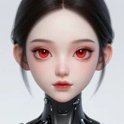 A cyborg girl with big and cute red eyes, fine-face, realistic shaded perfect face, fine details. red and black robotic parts. Very very anime. Realistic shaded lighting poster by Ilya Kuvshinov katsuhiro otomo ghost-in-the-shell, magali villeneuve, artgerm, Jeremy Lipkin and Michael Garmash, Rob Rey and Kentarõ Miura style, trending on art station