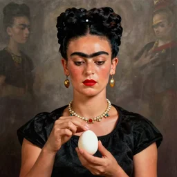 Pensive Wizard Examining Eggs, by Frida Kahlo.