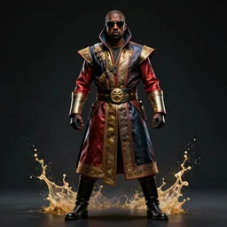 kanye west as emperor napoleon in mortal kombat, splash art, movie still, cinematic lighting, dramatic, octane render, long lens, shallow depth of field, bokeh, anamorphic lens flare, 8 k, hyper detailed, 3 5 mm film grain