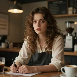 a crazy woman working in a coffee shop