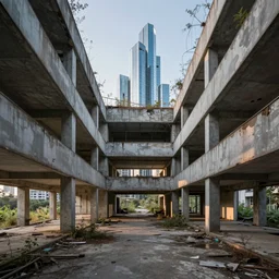 a beautiful very detailed highly detailed building nature urbex architecture school hallway abandoned unfinished building industrial architecture city by cesar pelli, at dawn crystal wilderness, archdaily, wallpaper, highly detailed, trending on artstation.