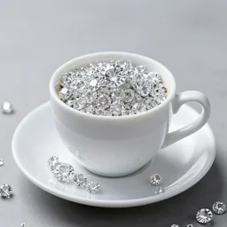 coffee cup full of diamonds