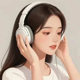 an illustration of a beautiful woman listening to music by Dao Trong Le, highly detailed, digital art, trending on artstation