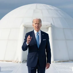 joe biden in front of igloo
