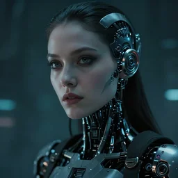 vfx film closeup, retrowave necromancer cyberpunk beautiful robot woman, atmospheric, flat color profile low - key lighting award winning photography arri alexa cinematography, hyper real photorealistic cinematic, atmospheric cool colorgrade