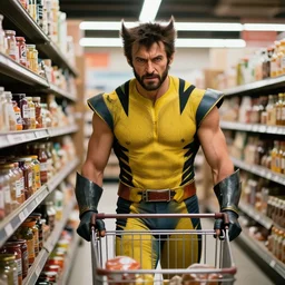 film still of Wolverine going grocery shopping in the new X-Men movie, 4k