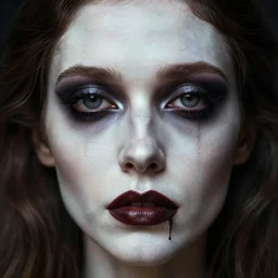 candid photography, close up portrait, goddess of death, by anne stokes, photorealism, highly detailed