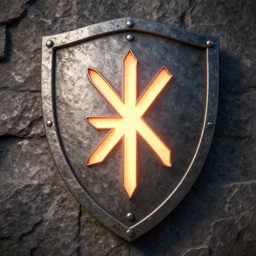 shield carved with glowing rune