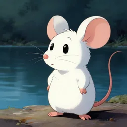 cartoon white mouse portrait, dramatic light, lake background, 2 0 0 mm focal length, painted by stanley lau, painted by greg rutkowski, painted by stanley artgerm, digital art, trending on artstation