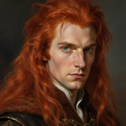 male wizard with red hair, highly detailed, very intricate, cinematic lighting, closeup painted portrait, by donato giancola and rossdraws and magali villenueve, featured on artstation