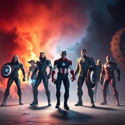 shot of the marvel avengers in the style of disney pixar, limbo, studio photography, unreal engine 5, octane render