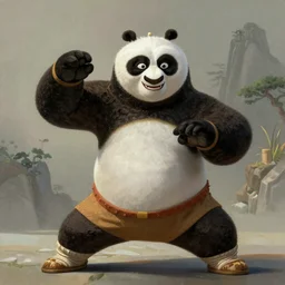 kung fu panda, ultra 8k, hyper realistic, painting